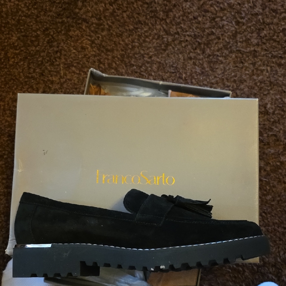 Franco Sarto Women's Black Suede Tassel Loafers